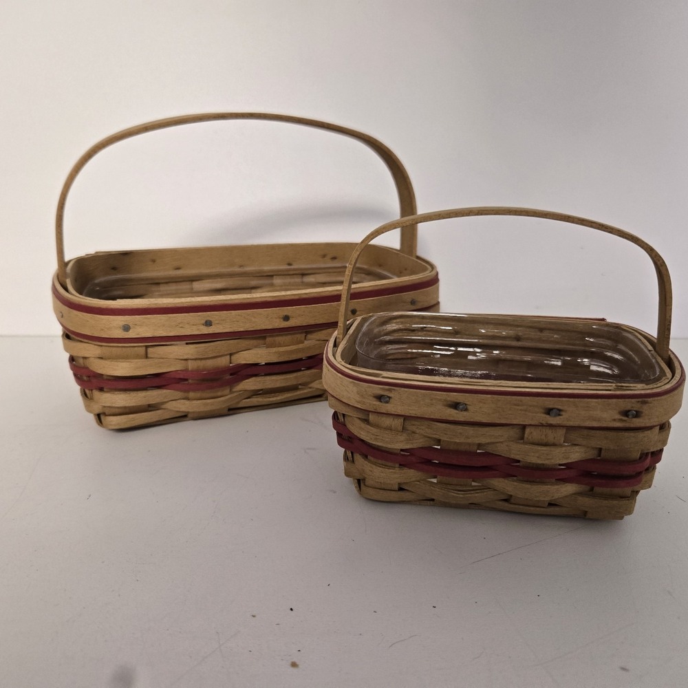 2-piece Longaberger 2003 Branch‎ Sales Award Small Handle Baskets & Protectors